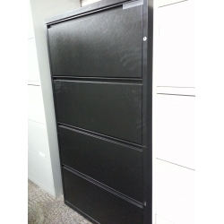 Meridian Black 4 Drawer Lateral File Cabinet, Locking, 30 x 18
